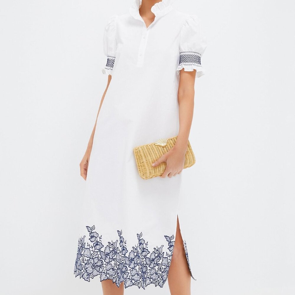 Tuckernuck Hyacinth House Navy Embroidery Eliza Midi Dress Size Medium